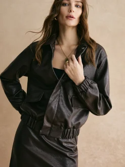 Online Vintage Faux Leather Jacket Outerwear|Jackets