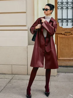 New Vintage Faux Leather Long Jacket Outerwear|Jackets