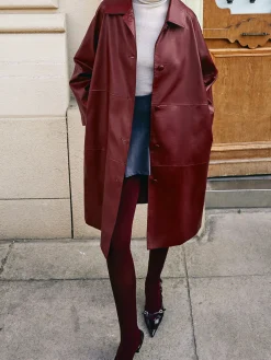 New Vintage Faux Leather Long Jacket Outerwear|Jackets