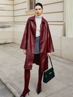 New Vintage Faux Leather Long Jacket Outerwear|Jackets
