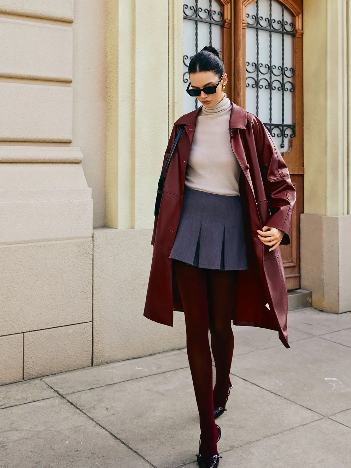 New Vintage Faux Leather Long Jacket Outerwear|Jackets