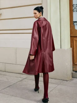 New Vintage Faux Leather Long Jacket Outerwear|Jackets