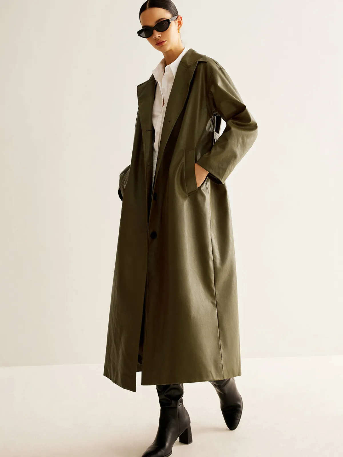 Hot Vintage Faux Leather Long Jacket Outerwear|Jackets