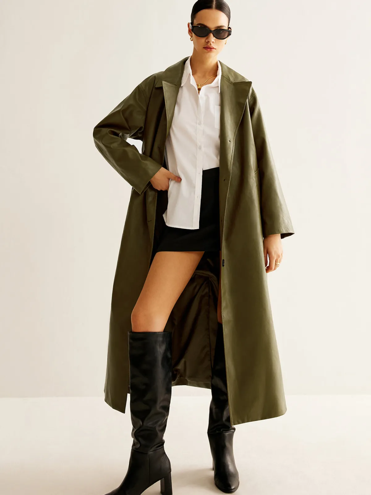 Hot Vintage Faux Leather Long Jacket Outerwear|Jackets