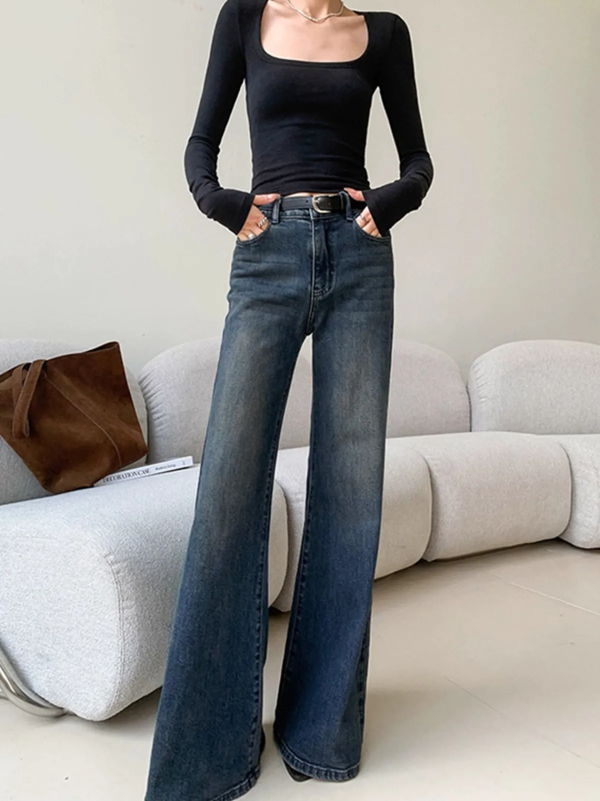 Best Vintage Low Rise Washed Wide Leg Jeans Wide Leg|Jeans