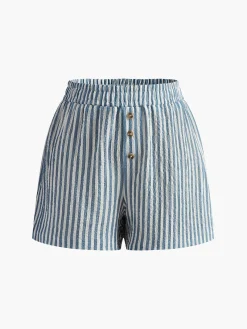Best Vintage Pinstripe Button Shorts Shorts|Bottoms