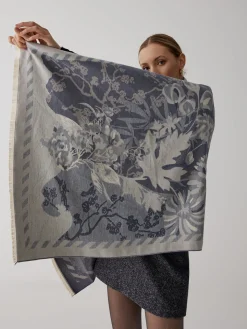 Sale Vintage Plant Flower Jacquard Cotton Scarf Accessories