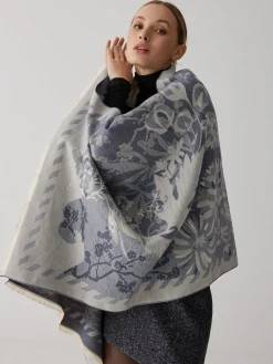 Sale Vintage Plant Flower Jacquard Cotton Scarf Accessories