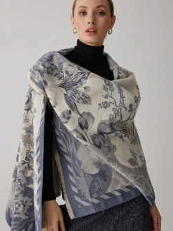 Sale Vintage Plant Flower Jacquard Cotton Scarf Accessories