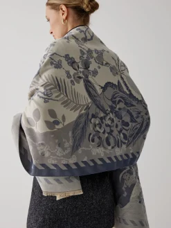 Sale Vintage Plant Flower Jacquard Cotton Scarf Accessories
