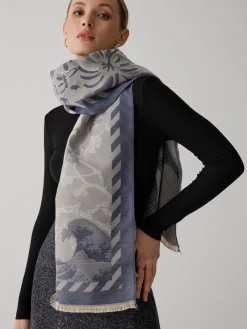 Sale Vintage Plant Flower Jacquard Cotton Scarf Accessories