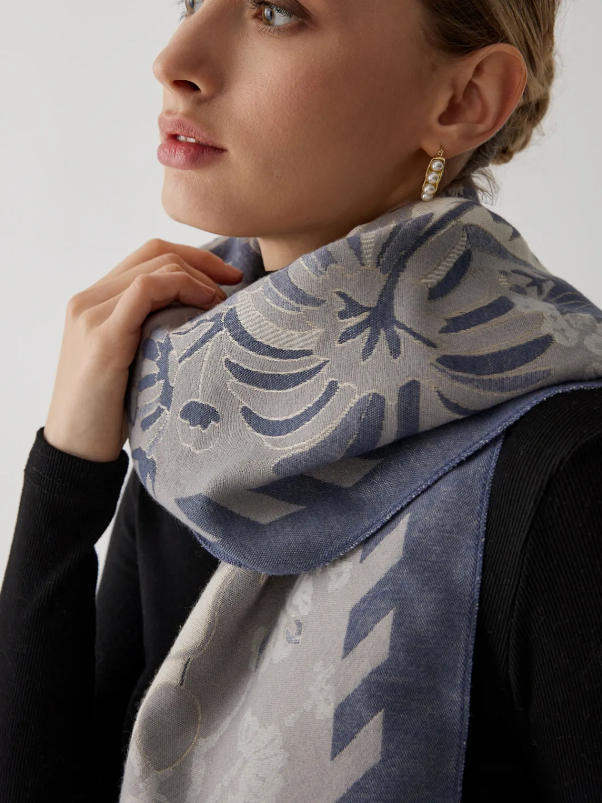 Sale Vintage Plant Flower Jacquard Cotton Scarf Accessories