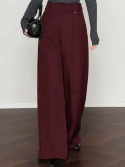 Best Vintage Pleated Wide-Leg Pants Pants|Bottoms