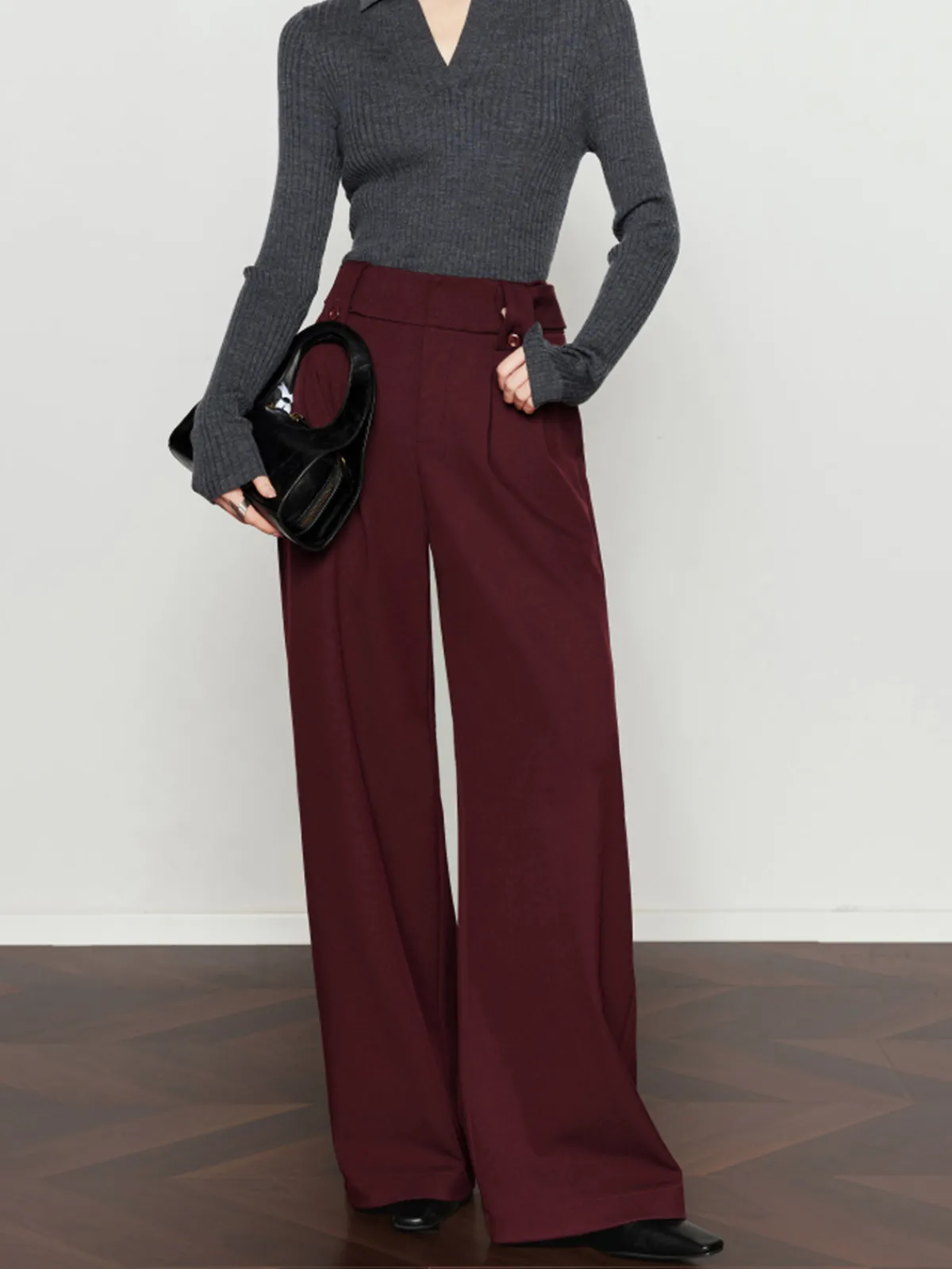 Best Vintage Pleated Wide-Leg Pants Pants|Bottoms