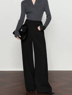 Best Vintage Pleated Wide-Leg Pants Pants|Bottoms