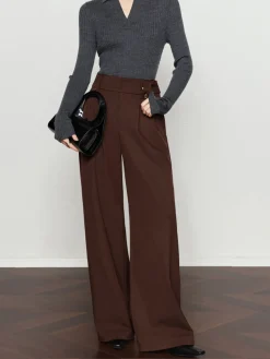 Best Vintage Pleated Wide-Leg Pants Pants|Bottoms