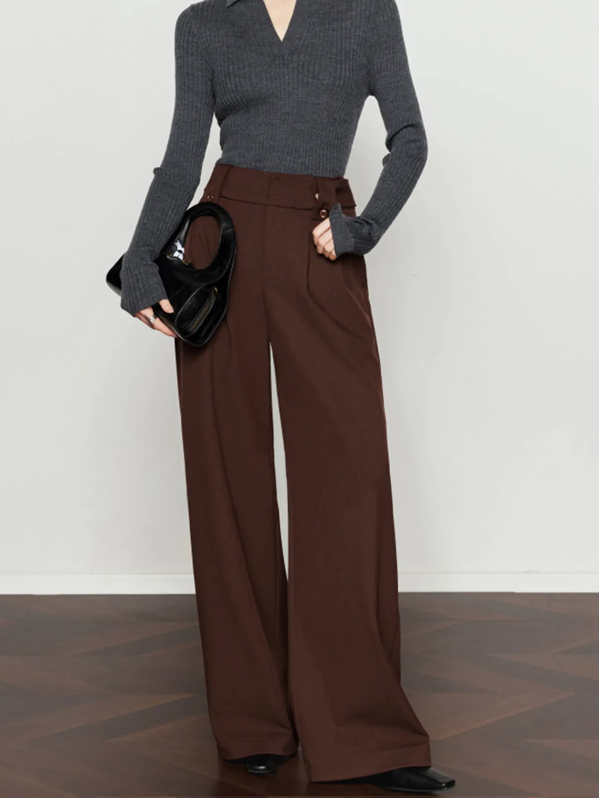 Best Vintage Pleated Wide-Leg Pants Pants|Bottoms