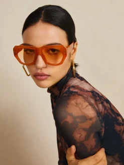 Online Vintage Polygon Cat Eye Rivets Sunglasses Sunglasses|Accessories