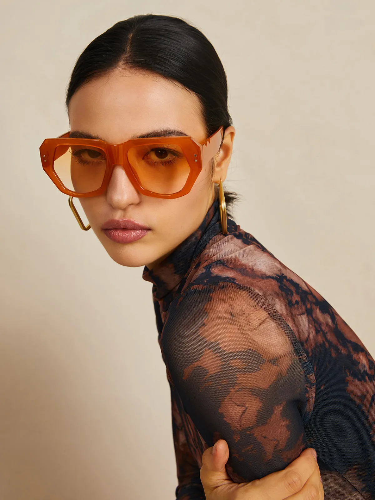 Online Vintage Polygon Cat Eye Rivets Sunglasses Sunglasses|Accessories