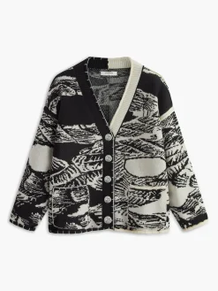 Best Vintage Printed Oversize Knit Outwear Sweater Tops|Outerwear