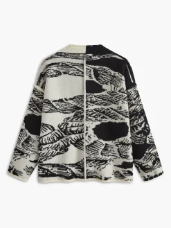 Best Vintage Printed Oversize Knit Outwear Sweater Tops|Outerwear