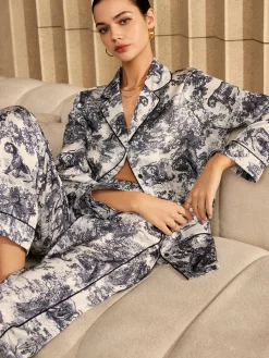 Best Vintage Printed Piping Pants Set Pants Sets