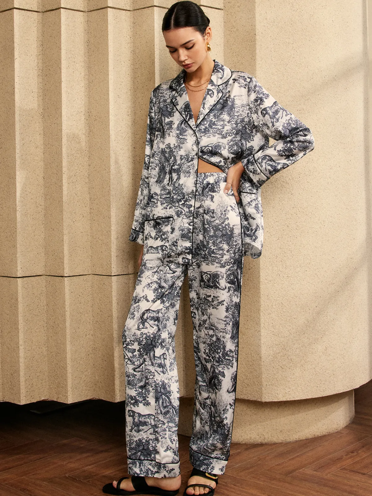 Best Vintage Printed Piping Pants Set Pants Sets