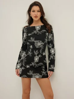 Sale Vintage Pure Cotton Jacquard Dress Black Dresses|Casual Dresses