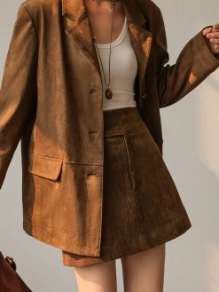 Discount Vintage Suede Blazer Outerwear|Blazers