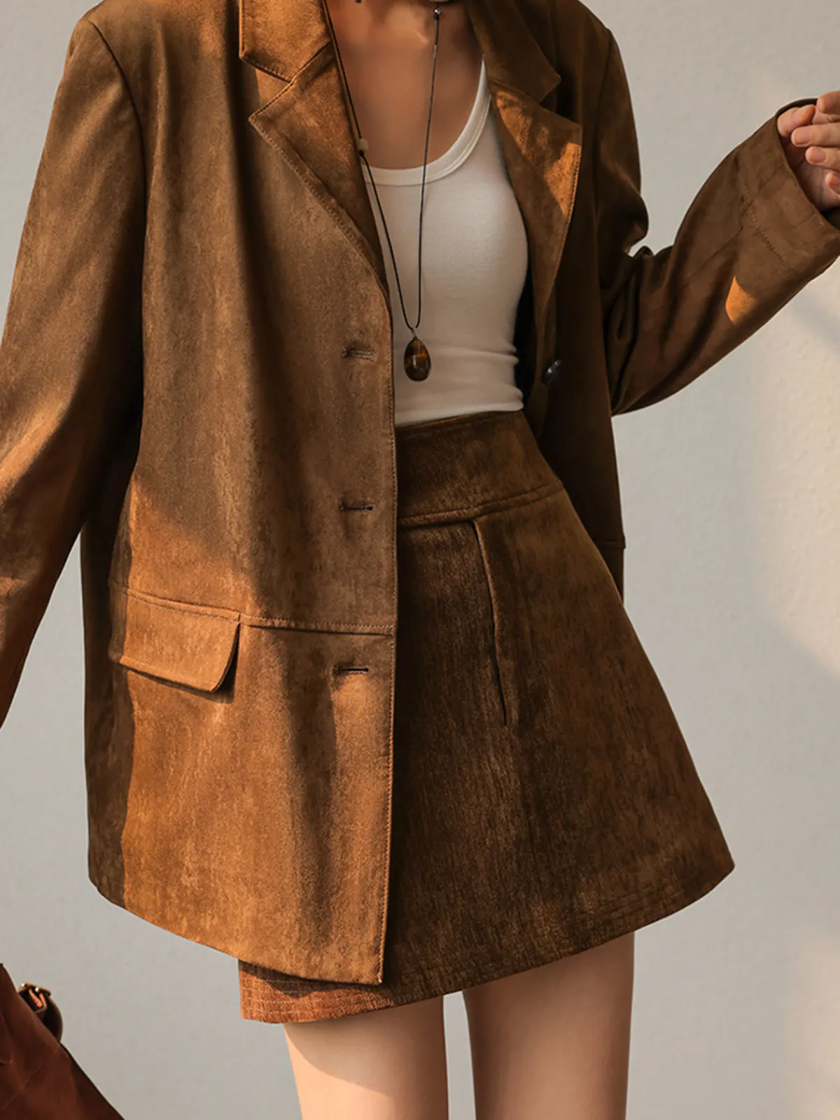 Discount Vintage Suede Blazer Outerwear|Blazers