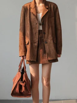 Discount Vintage Suede Blazer Outerwear|Blazers