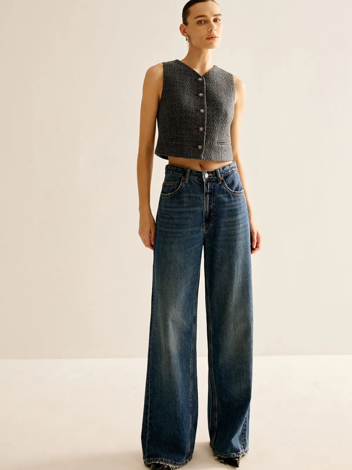 Hot Vintage Tweed Breasted Vest Outerwear|Vests