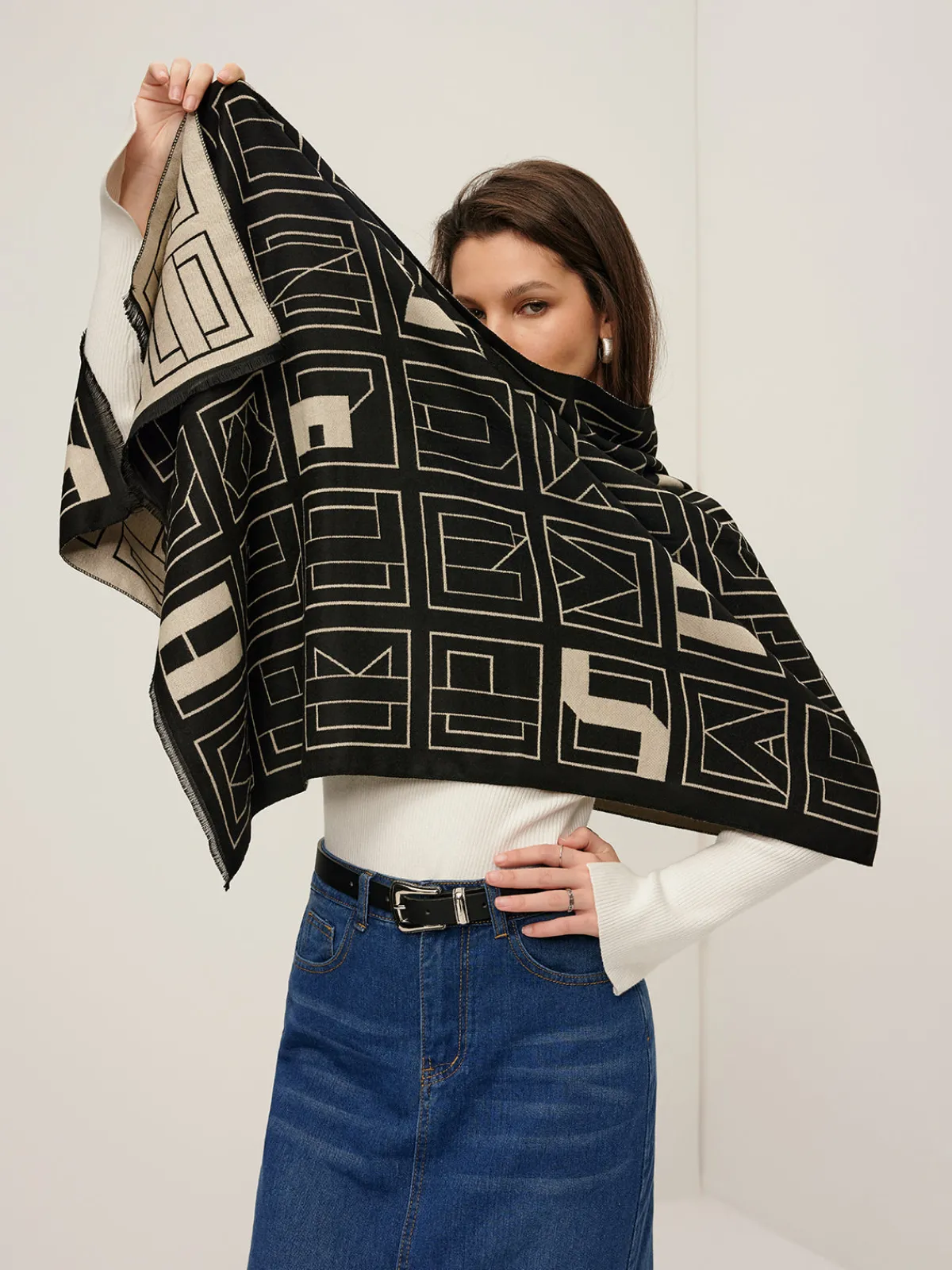 Discount Vintage Two Tone  Letters Scarf Accessories
