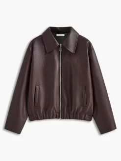 Clearance Vintage Zipper Faux Leather Jacket Outerwear|Jackets