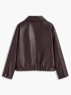 Clearance Vintage Zipper Faux Leather Jacket Outerwear|Jackets