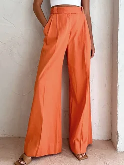 Sale Vitamin C Linen Cotton Wide Leg Pants Wide Leg|Pants