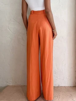 Sale Vitamin C Linen Cotton Wide Leg Pants Wide Leg|Pants