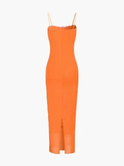 Clearance Vitamin C Mesh Lace Trim Long Dress Casual Dresses|Vacation Dresses