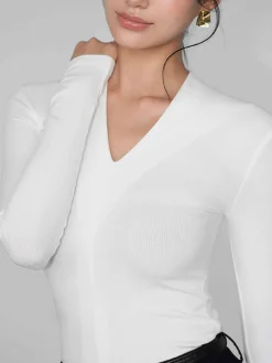 Hot V-Neck Bodycon Jersey T-Shirt T-shirts|Tops