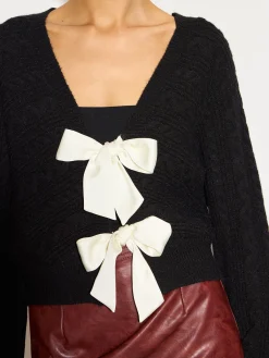 Discount V-Neck Bow Front Twist Cardigan Knitwear|Tops