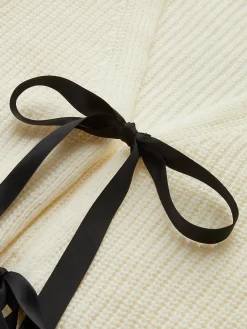 Clearance V-Neck Bow Ribbed Cardigan Cardigans|Sweaters & Cardigans