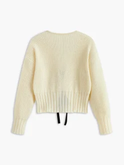 Clearance V-Neck Bow Ribbed Cardigan Cardigans|Sweaters & Cardigans