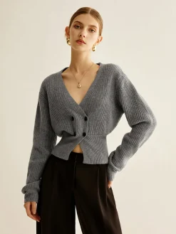 Best V-Neck Button Cinched Cardigan Cardigans|Sweaters & Cardigans