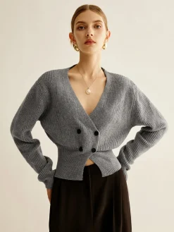 Best V-Neck Button Cinched Cardigan Cardigans|Sweaters & Cardigans