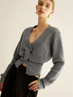 Best V-Neck Button Cinched Cardigan Cardigans|Sweaters & Cardigans