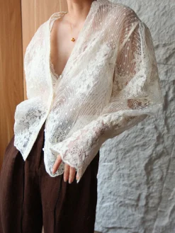 New V-Neck Button Floral Sheer Shirt Blouses & Shirts|Tops