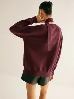 Online V-Neck Button Knit Outerwear With Scarf Sweater Tops|Outerwear