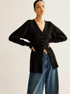 Hot V-Neck Button Slit Cardigan Cardigans|Sweaters & Cardigans