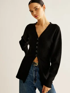Hot V-Neck Button Slit Cardigan Cardigans|Sweaters & Cardigans