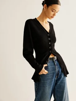 Hot V-Neck Button Slit Cardigan Cardigans|Sweaters & Cardigans